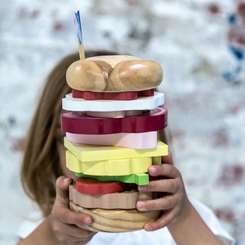 Make Me Iconic Australian Wooden Stacking Burger Girl Holding