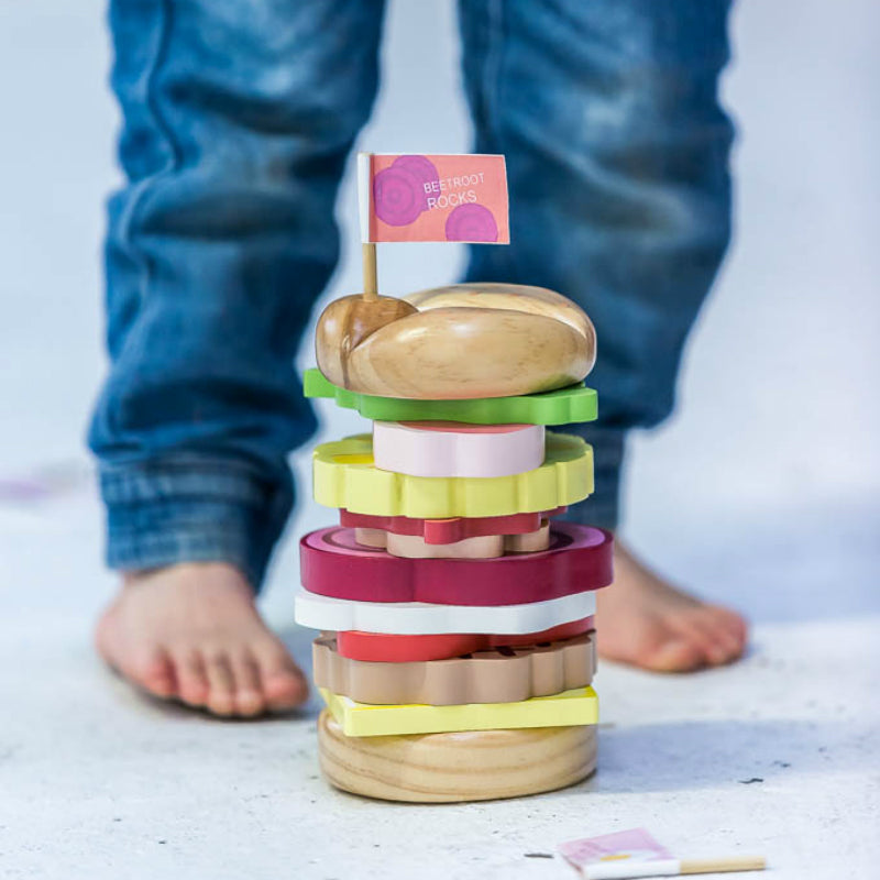 Make Me Iconic Australian Wooden Stacking Burger On Ground