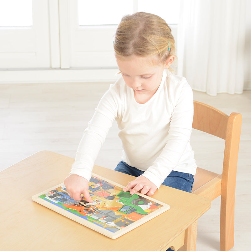 Jigsaw Puzzle Construction Site 20 Pieces Child at Table