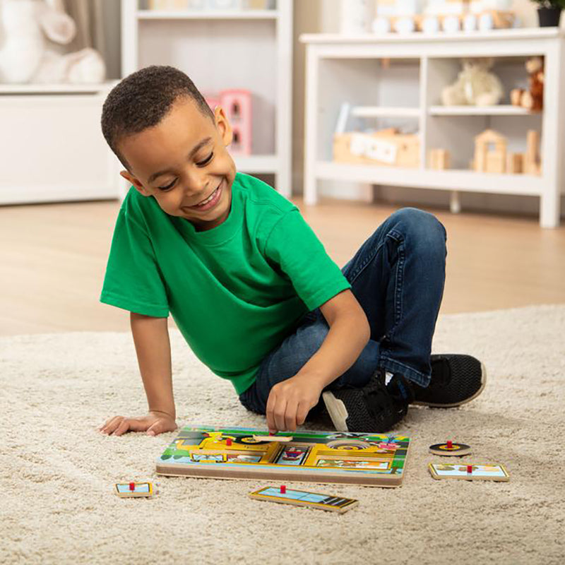 Melissa & Doug Sound Puzzle The Wheels on the Bus Boy Playing