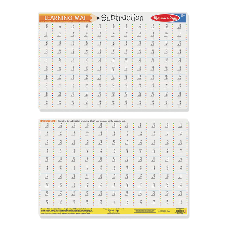 Melissa & Doug Write-a-Mat Maths Subtraction Problems