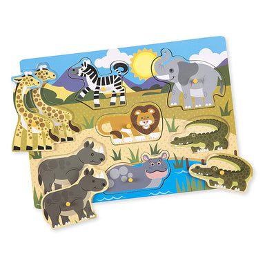 Melissa & Doug Peg Puzzle Safari Pieces Out 