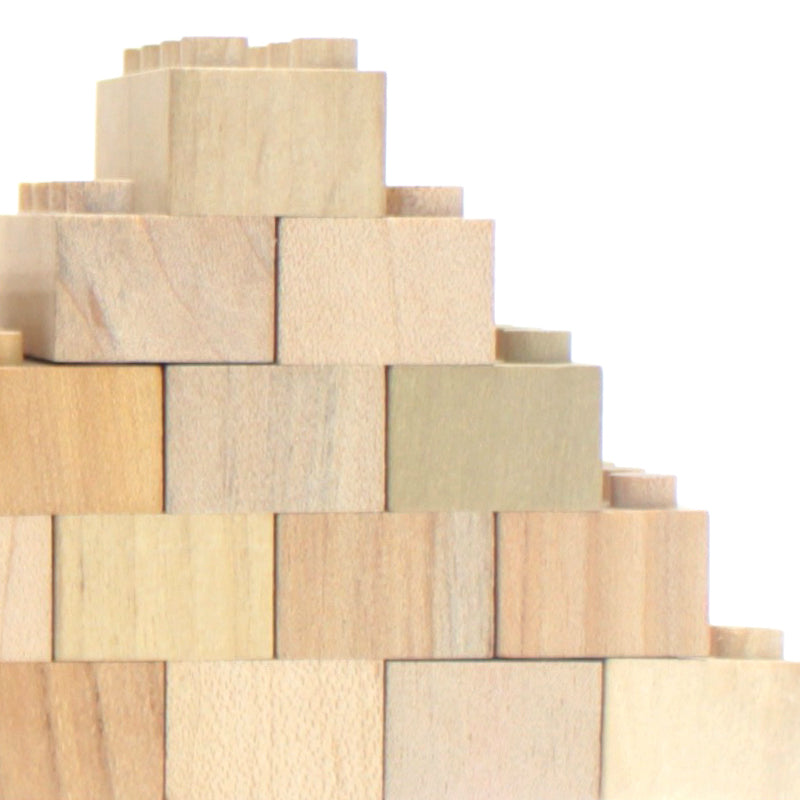 Mokulock Wooden Building Bricks 60 Piece Set Stacked