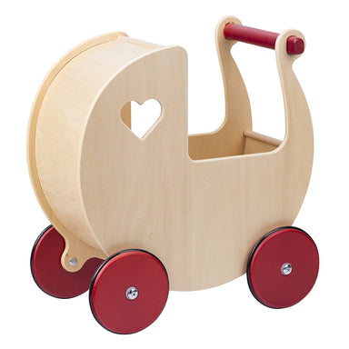 Moover Dolls Pram Natural with Red Wheels Side
