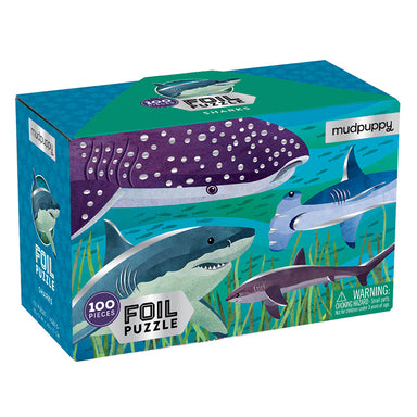 Mudpuppy Sharks 100 Piece Foil Puzzle Box