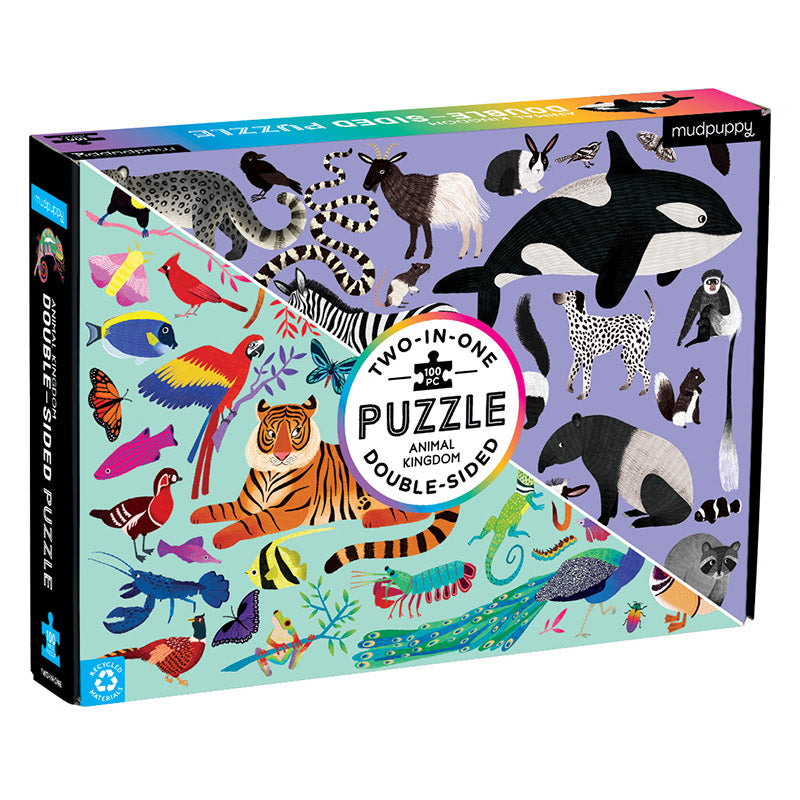 Mudpuppy Double Sided 100 Piece Animal Kingdom Puzzle