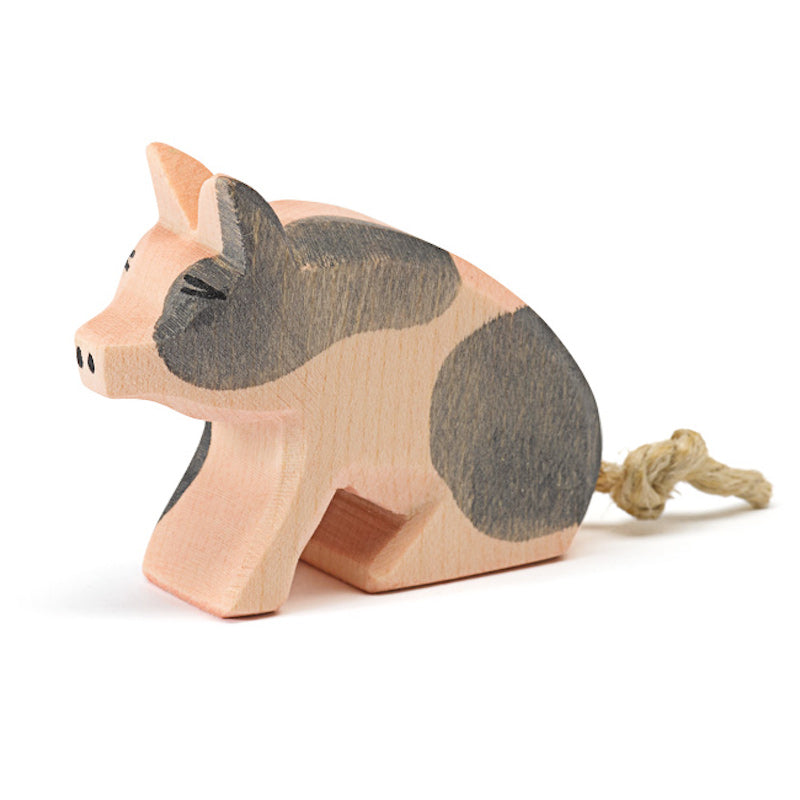 Ostheimer Wooden Piglet Spotted Sitting Small