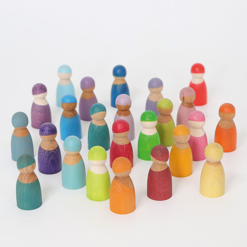 Grimm's Rainbow Wooden Friends 12 Pieces Mixed with Pastel