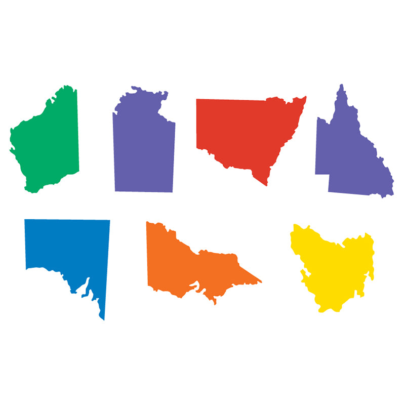 Edcational Colours Australia & State Stencil Set of 8 States