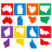 Edcational Colours Australia & State Stencil Set of 8 Contents
