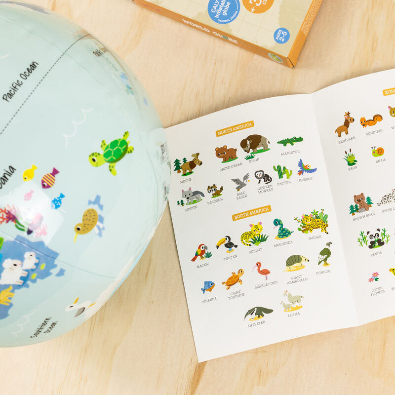 Tiger Tribe Inflatable World Globe Baby Animals 30cm Booklet