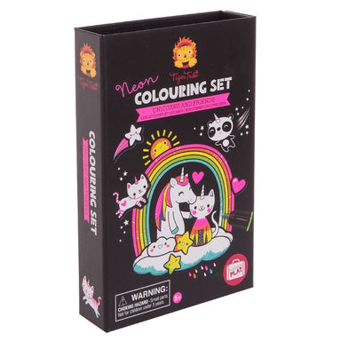Tiger Tribe Colouring Set Neon Unicorns and Friends Packaging