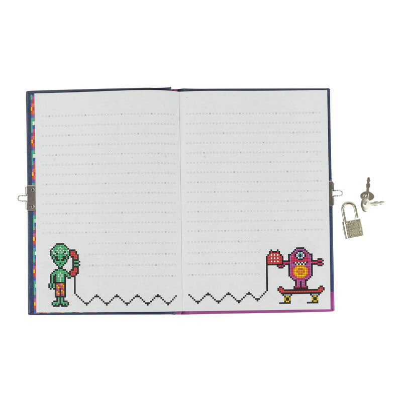 Tiger Tribe Lockable Diary Pixel Space Open