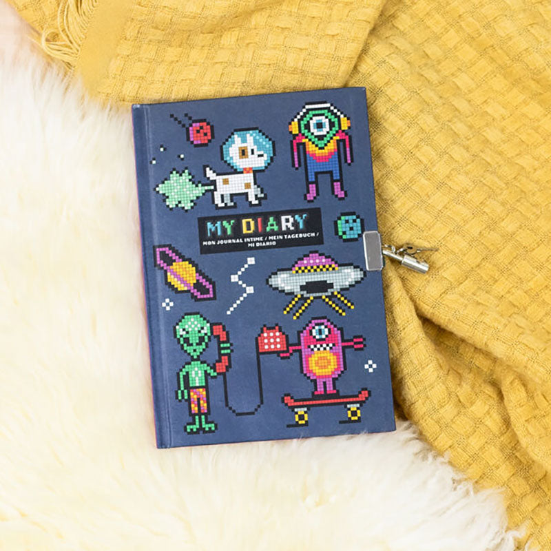 Tiger Tribe Lockable Diary Pixel Space Front