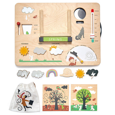 Tender Leaf Toys Wooden Weather Station Contents