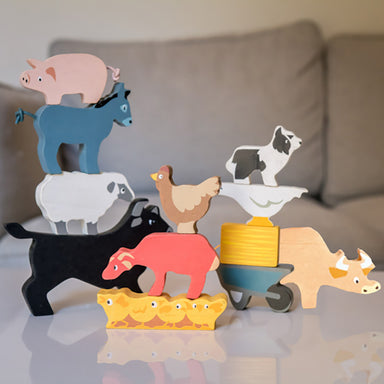 Tender Leaf Toys Stacking Farmyard Animals with Bag Stacked