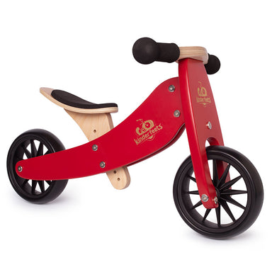 Kinderfeets Tiny Tot Cherry Red 2-in-1 Balance Bike and Tricycle Trike 2 wheels