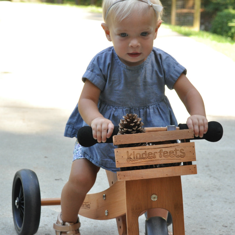 Kinderfeets Tiny Tot Bamboo 2-in-1 Balance Bike and Tricycle Trike Toddler Riding