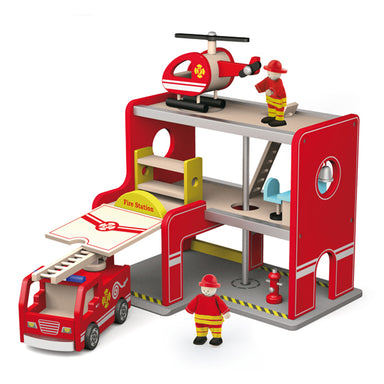 Viga Wooden Fire Station with Accessories
