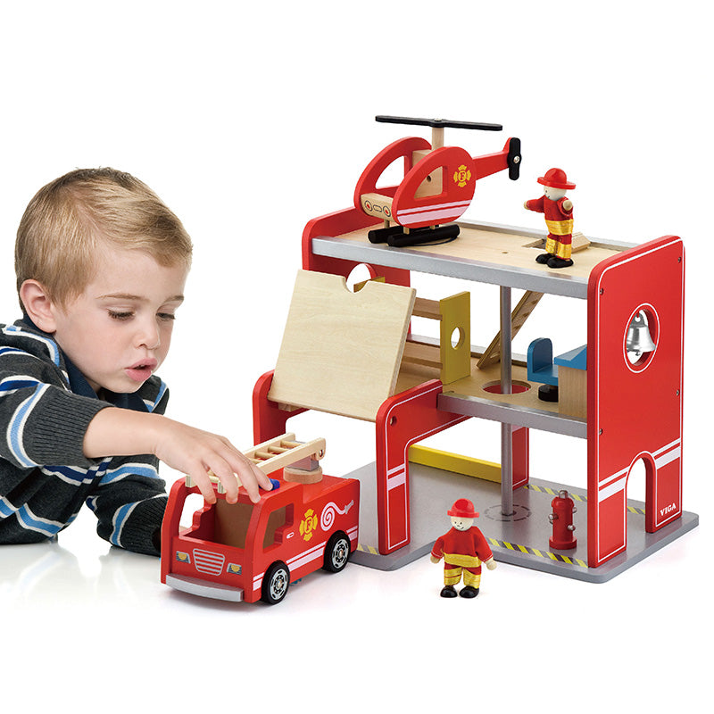 Viga Wooden Fire Station with Accessories Boy