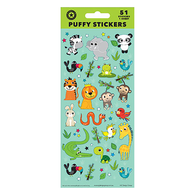 Jungle Animals Puffy Stickers Sheet