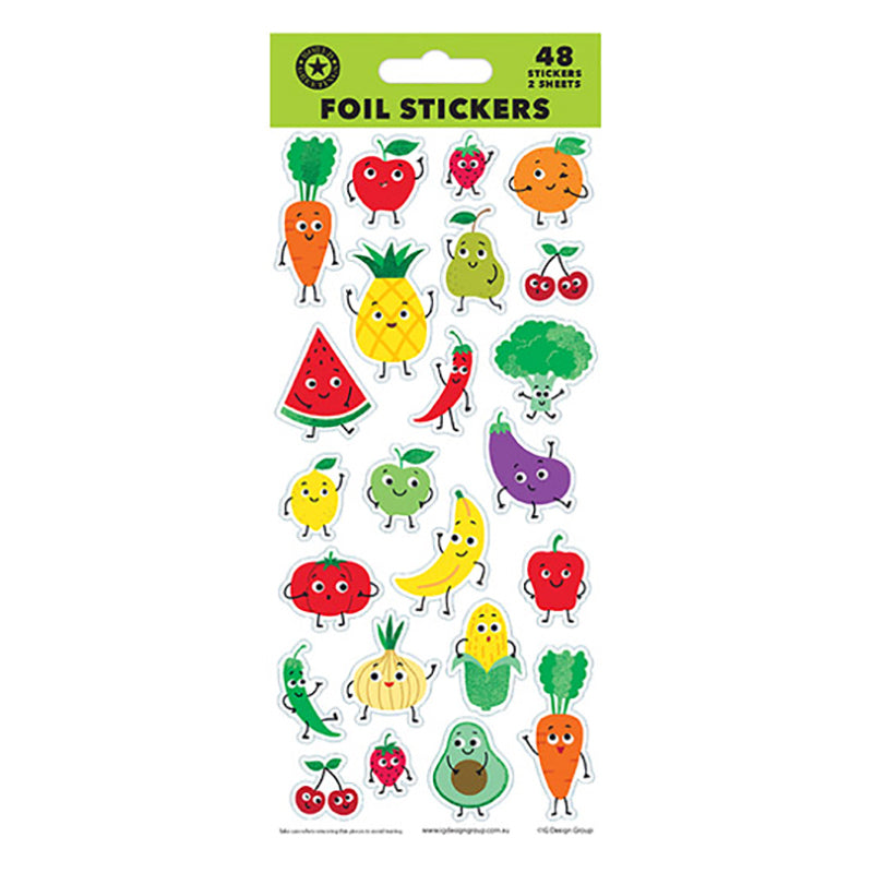 Fruits & Vegetables Foil Sticker Sheets