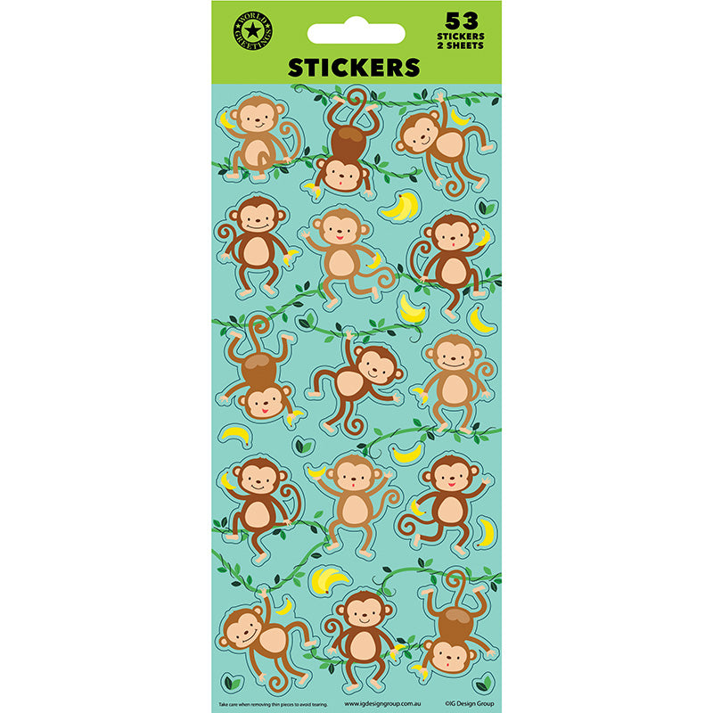 IG Design Group Monkey Sticker Sheets