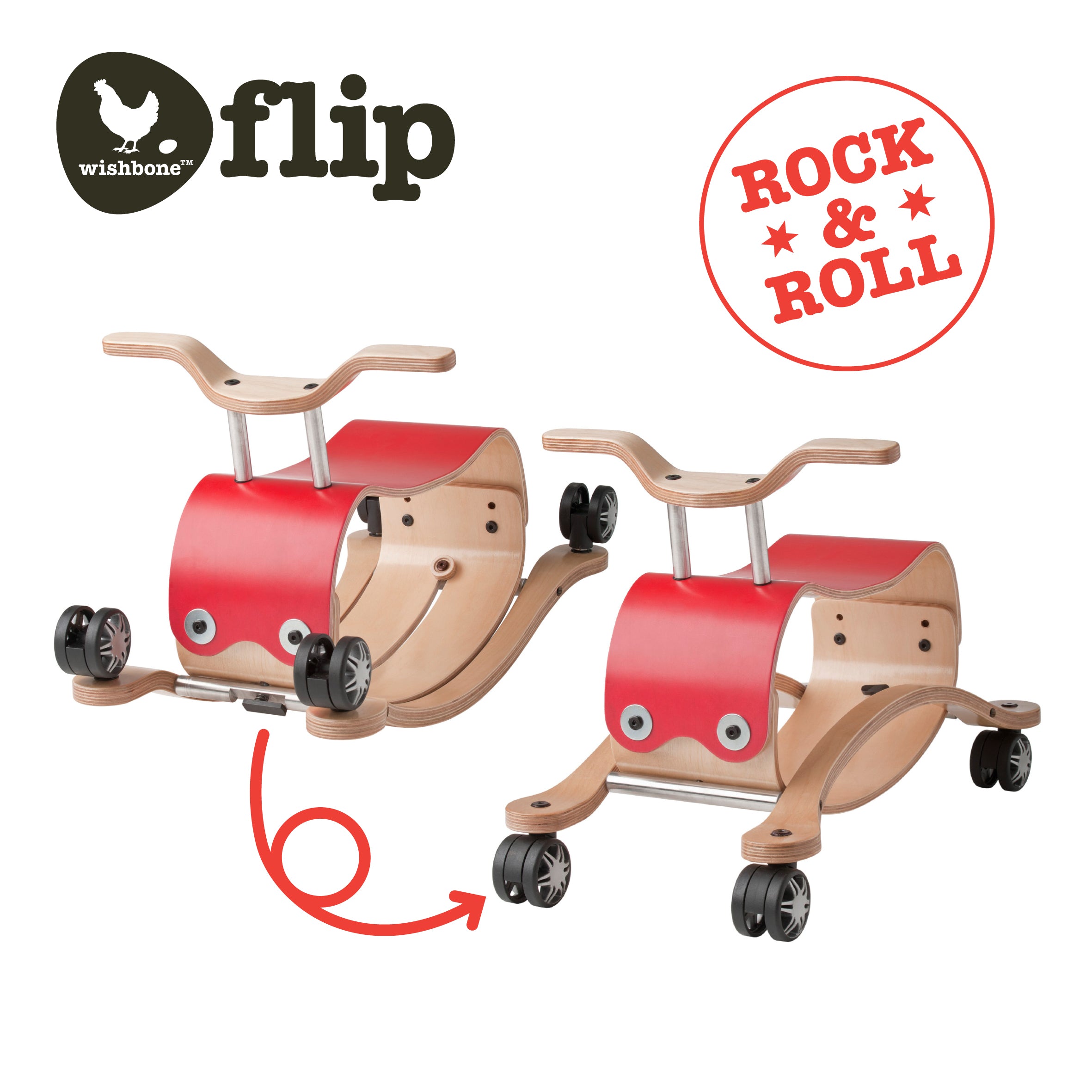 Wishbone Flip Ride On Red 2 versions