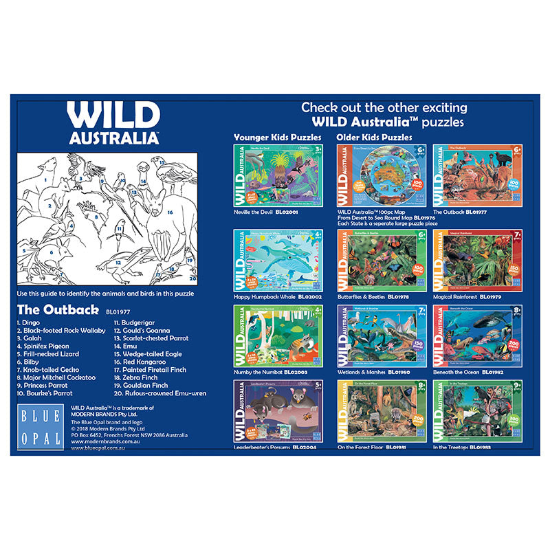 Blue Opal Wild Australia The Outback Puzzle 100pc Back Cover