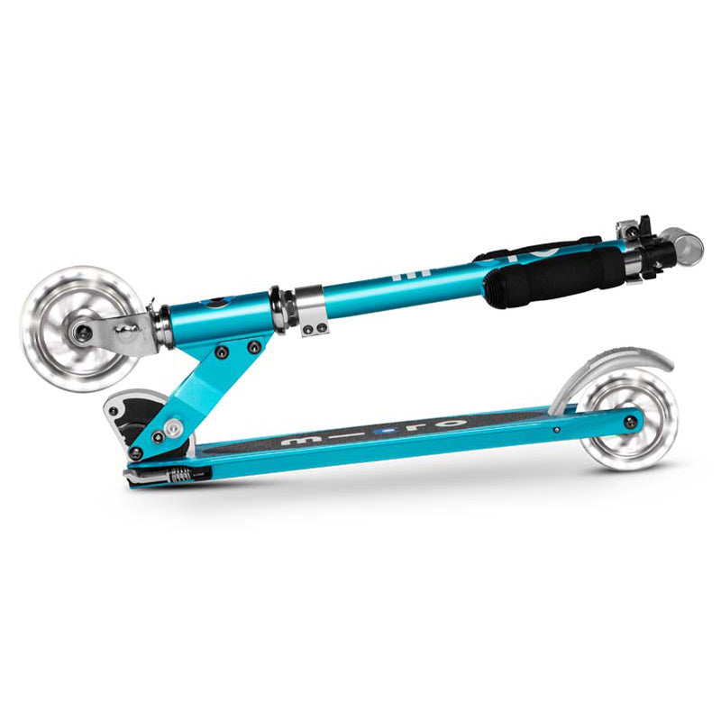 Micro Sprite Micro Scooter Ocean Blue - LED Wheels Folded