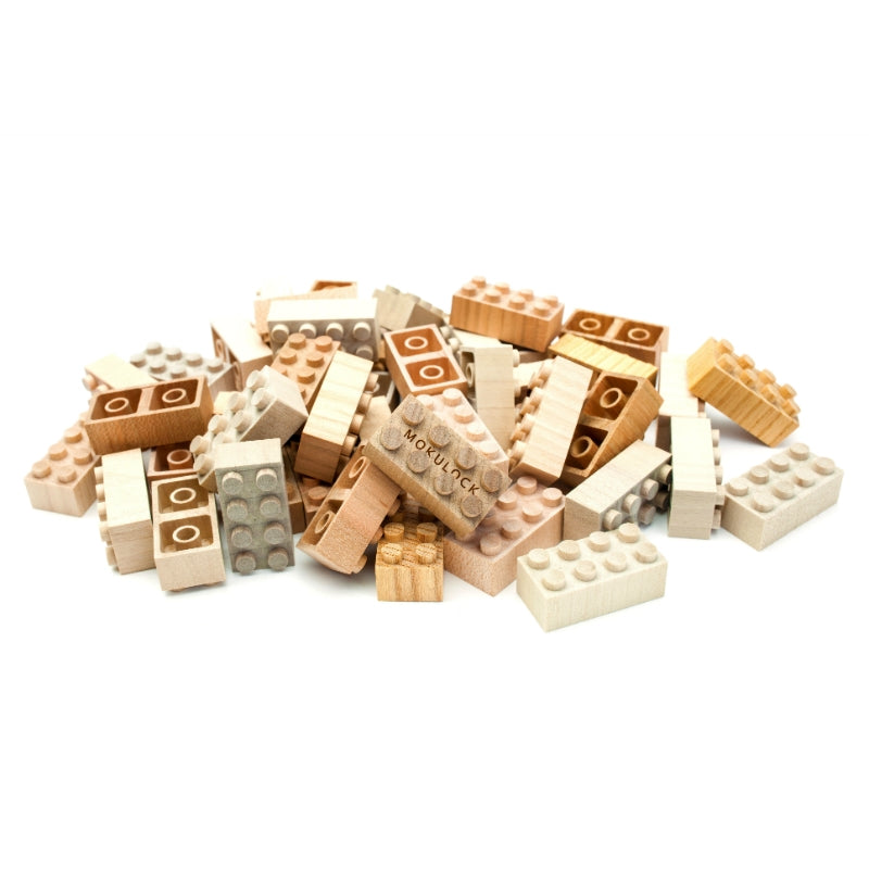 Mokulock Kodomo Wooden Building Bricks 60 Piece Set Pieces