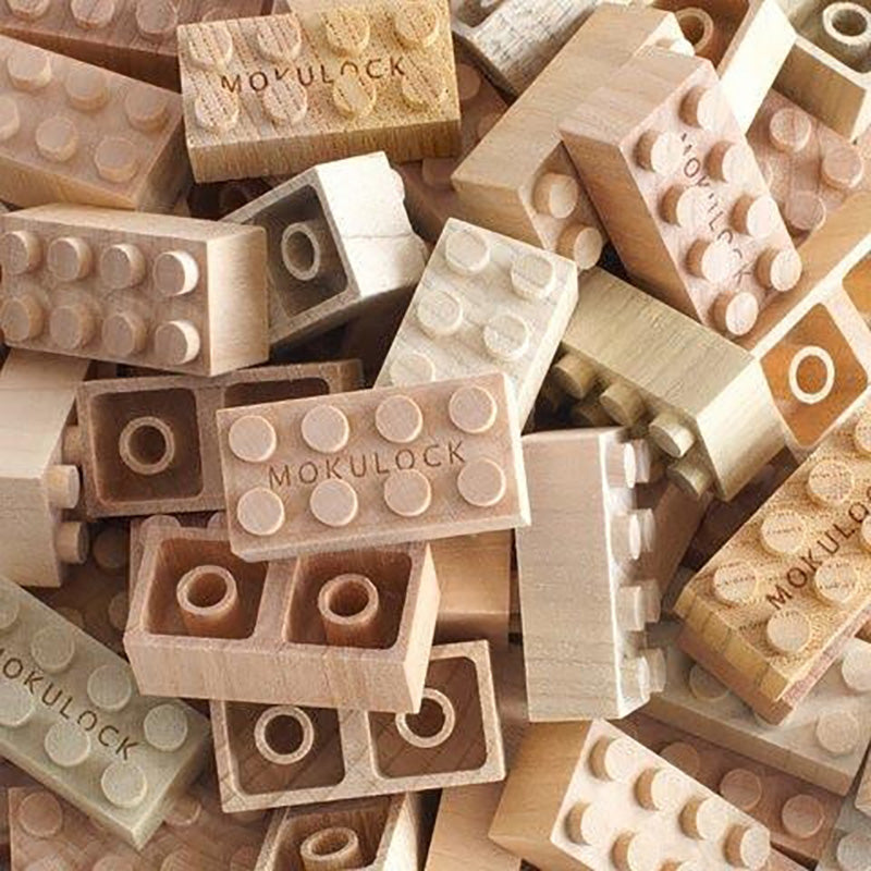 Mokulock Kodomo Wooden Building Bricks 34pc Set 2