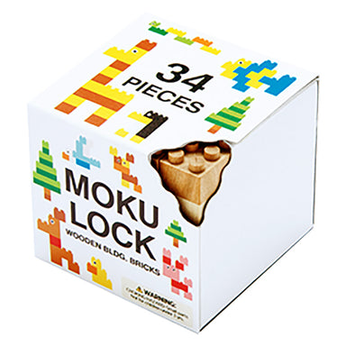 Mokulock Kodomo Wooden Building Bricks 34pc Set