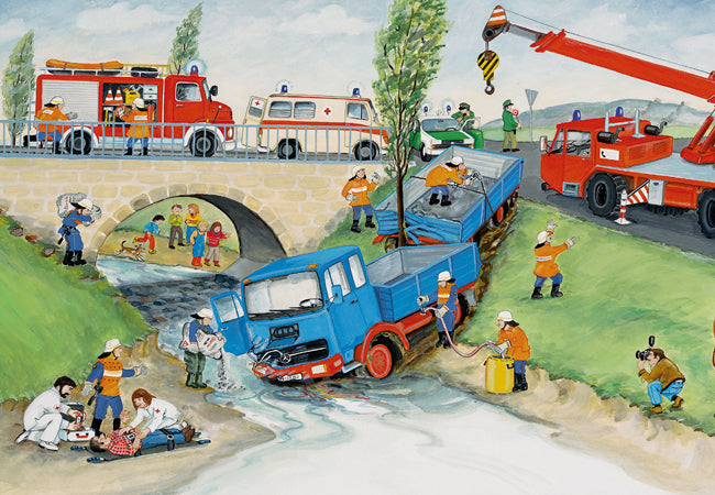 Ravensburger Busy Fire Brigade 2 x 24 Piece Puzzle Truck in River